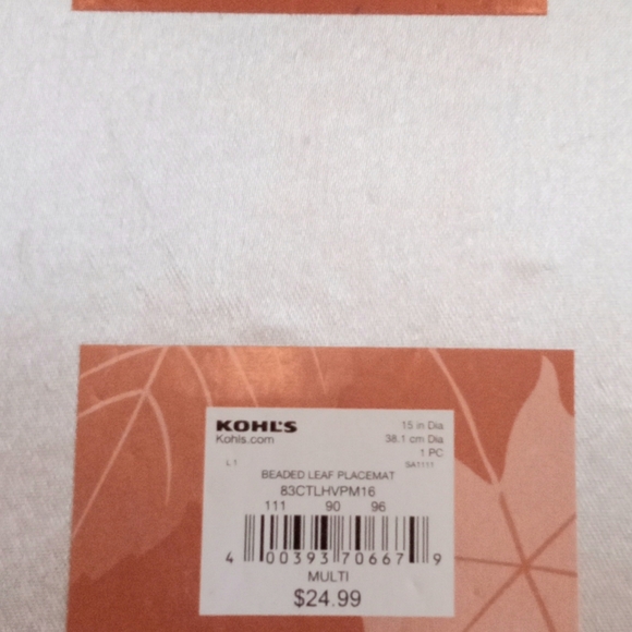 PLACEMATS BEADED LEAVES - Picture 2 of 2